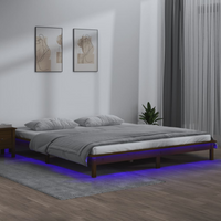 vidaXL LED Bed Frame without Mattress Honey Brown 120x190cm Solid Wood