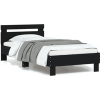 vidaXL Bed Frame without Mattress with LED Lights Black 90x200 cm