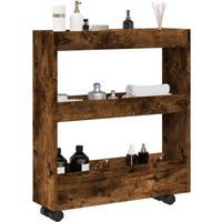 vidaXL Narrow Storage Trolley 3 Tier Smoked Oak Engineered Wood
