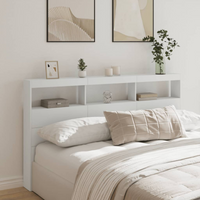vidaXL Headboard Cabinet with LED White 180x17x102 cm