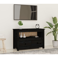 vidaXL TV Cabinet Black 79x35x52 cm Solid Wood Pine