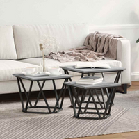 vidaXL Coffee Table 3 pcs Grey Sonoma Engineered Wood and Steel
