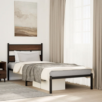 vidaXL Bed Frame without Mattress with Headboard Brown Oak 90x190 cm Single