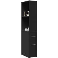 vidaXL Narrow Bathroom Cupboard with Wheels Black Engineered Wood