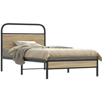 vidaXL Bed Frame Without Mattress 90x200 cm Smoked Oak Engineered Wood