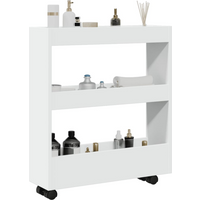 vidaXL Narrow Storage Trolley 3 Tier White Engineered Wood