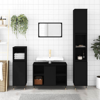 vidaXL Bathroom Cabinet Black 30x30x100 cm Engineered Wood
