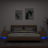 vidaXL Wall-mounted Bedside Cabinets with LED Lights 2 pcs Sonoma Oak