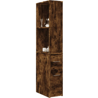 vidaXL Narrow Bathroom Cupboard with Wheels Smoked Oak Engineered Wood