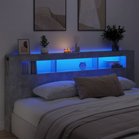 vidaXL LED Headboard Concrete Grey 220x18.5x103.5 cm Engineered Wood