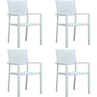 vidaXL Garden Chairs 4 pcs White Plastic Rattan Look