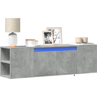 vidaXL TV Wall Cabinet with LED Lights Concrete Grey 135x31x39.5 cm