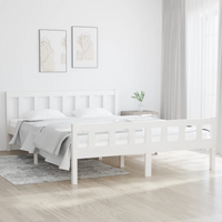 vidaXL Bed Frame without Mattress White Solid Wood King Size