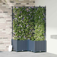 vidaXL Garden Planter with Trellis 3 pcs Grey 80 x 80 x 143 cm PP