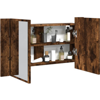 vidaXL LED Bathroom Mirror Cabinet Smoked Oak 80x12x45 cm Acrylic