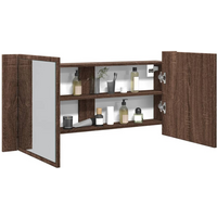 vidaXL LED Bathroom Mirror Cabinet Brown Oak 100x12x45 cm