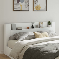 vidaXL Headboard Cabinet with LED White 220x16.5x103.5 cm
