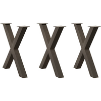 vidaXL Dining Table Legs X-Shaped 3 pcs Natural Steel 70x(72-73) cm Steel