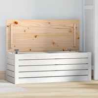 vidaXL Storage Box White 89x36.5x33 cm Solid Wood Pine