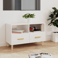vidaXL TV Cabinet High Gloss White 80x36x50 cm Engineered Wood
