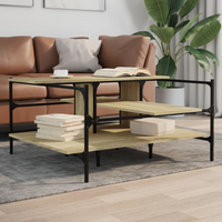 vidaXL Coffee Table Sonoma Oak 100x100x48.5 cm Engineered Wood