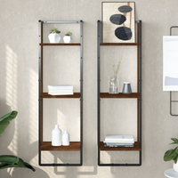 vidaXL 3-Tier Wall Shelf Brown Oak 30x25x100 cm Engineered Wood