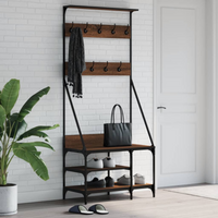 vidaXL Clothes Rack with Shoe Storage Brown Oak 80x40x184 cm