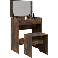 vidaXL Dressing Table and Stool Smoked Oak 60x40x113.5 cm