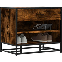 vidaXL Shoe Bench Smoked Oak 60x40x53.5 cm Engineered Wood and Metal