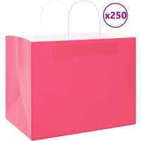 vidaXL Paper Bags 250 pcs with Handles Pink 32x22x24 cm