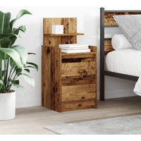 vidaXL Bedside Cabinet with 2 Drawers Old Wood 38x34x80 cm