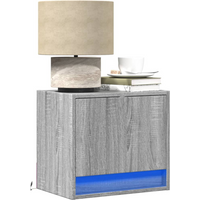 vidaXL Wall-mounted Bedside Cabinets with LED Lights 2 pcs Grey Sonoma