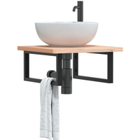 vidaXL Shelf Brackets for Washbasin 2 pcs Black Rectangular Steel