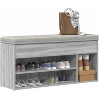 vidaXL Shoe Bench Grey Sonoma 102x30.5x45 cm Engineered Wood