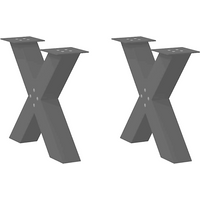 vidaXL Coffee Table Legs X-Shaped 2 pcs Black 60x(42-43) cm Steel
