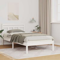 vidaXL Bed Frame White 90 x 190 cm Solid Pine Wood