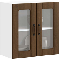 vidaXL Kitchen Wall Cabinet with Glass Door Lucca Brown Oak Engineered Wood
