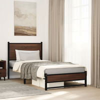 vidaXL Metal Bed Frame without Mattress Brown Oak 90x190 cm Single