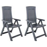 vidaXL Garden Reclining Chairs 2 pcs Plastic Anthracite