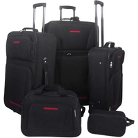 vidaXL Five Piece Travel Luggage Set Black