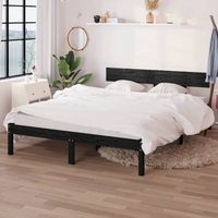 vidaXL Bed Frame without Mattress Black Solid Wood 160x200 cm