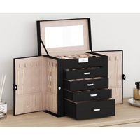 vidaXL Jewellery Box 5-Layer with Mirror Lockable Black