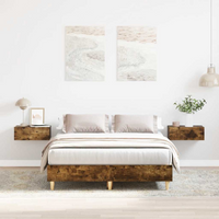 vidaXL Bed Frame No Mattress Smoked Oak 140x190 cm Engineered Wood