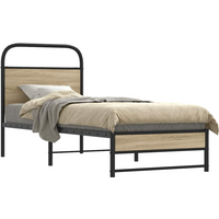 vidaXL Bed Frame Without Mattress 75x190 cm Smoked Oak Engineered Wood