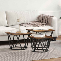 vidaXL Coffee Table 3 pcs Smoked Oak Engineered Wood and Steel