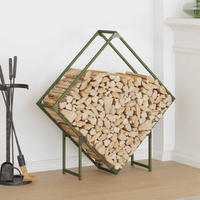 vidaXL Firewood Rack Olive Green 100x25x100 cm Cold-rolled steel