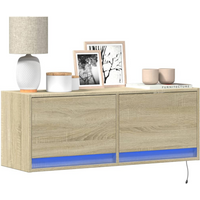 vidaXL TV Wall Cabinet with LED Lights Sonoma Oak 100x31x35 cm