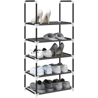 vidaXL Shoe Rack 5-Tier Black 44x28x94 cm Non-woven Fabric