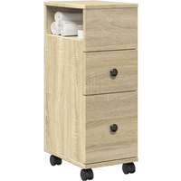 vidaXL Narrow Bathroom Cabinet with Wheels Sonoma Oak Engineered Wood
