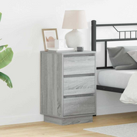 vidaXL Bedside Cabinet with Grey 39 x 34.5 x 65 cm Engineered wood
